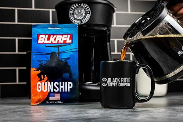 BLACK RIFLE COFFEE COMPANY GROUND COFFEE LIGHT ROAST – ROASTED BLEND MADE FROM PURE ARABICA BEANS – COLOMBIAN & BRAZILIAN BEANS – VETERAN FOUNDED & AMERICAN MADE (GUNSHIP ROAST, 12OZ BAG)
