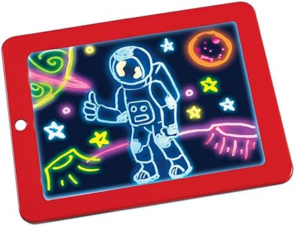 Bittu Exim Magic Sketch Drawing Pad | Light Up LED Glow Board | Draw, Sketch, Create, Doodle, Art, Write, Learning Tablet | Includes 3 Dual Side Markers, 30 Stencils and 8 Colorful Effects for Kids
