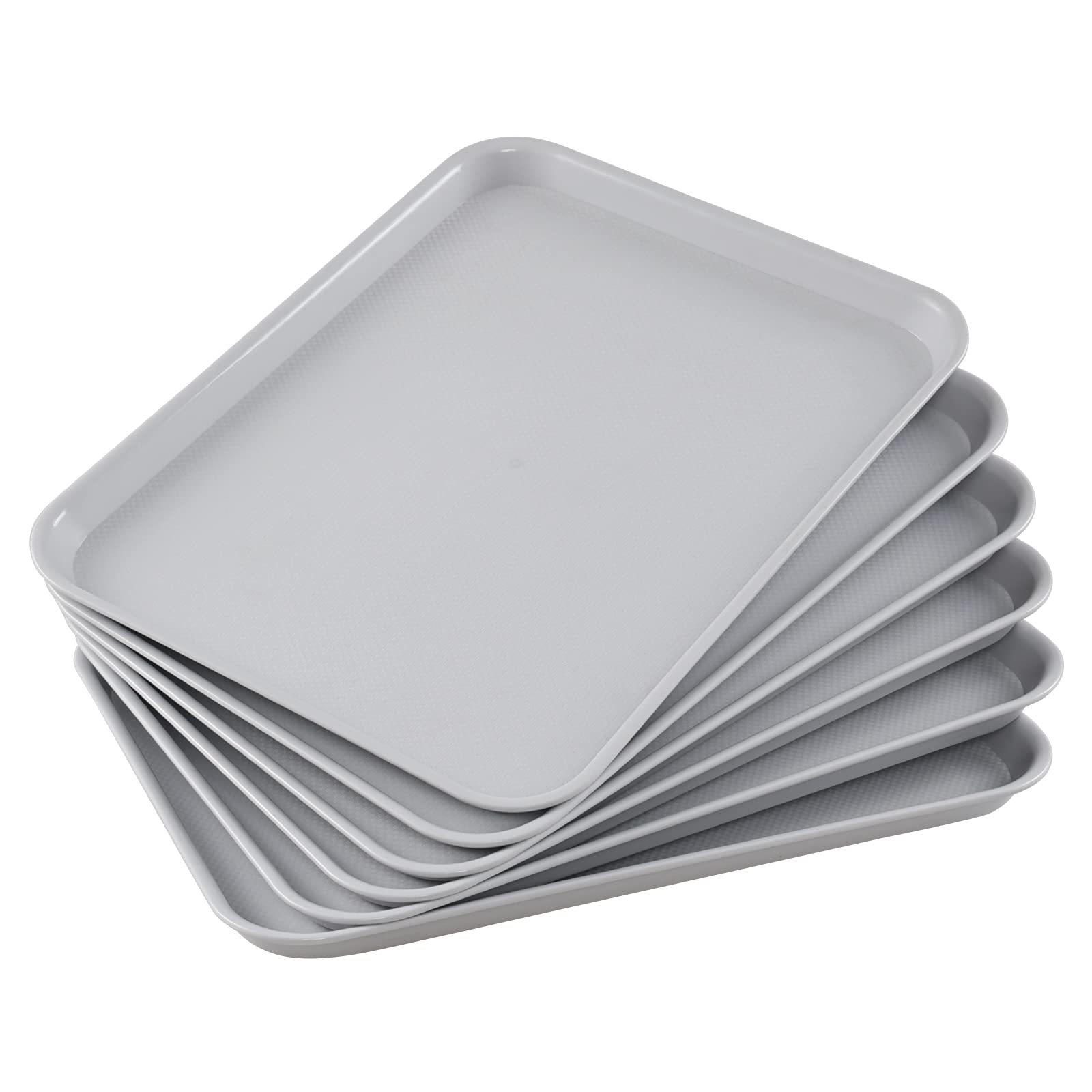 Qqbine Reusable Large Plastic Serving Trays, Plastic Rectangular Food Trays, 6 Packs