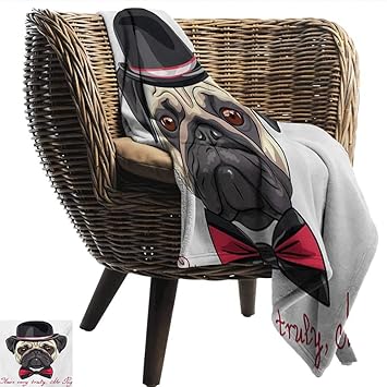 Amazon Com Davishouse Pug Warm Blanket Sketch Style Hipster Dog