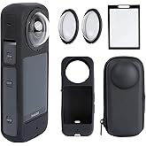 PellKing Camera Protective Accessories Kit for Insta360 X3, Insta 360 X3 Bundle Include Lens Guard/Silicone Protective Cover/Screen Protectors/Camera Case