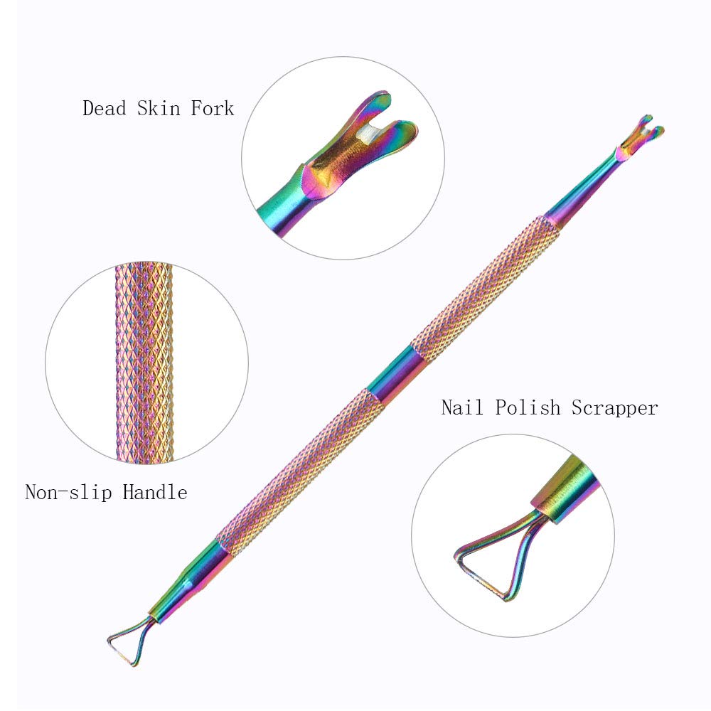 Cuticle Trimmer with Cuticle Pusher, Cuticle Remover Cutter Nipper Scissor and Triangle Cuticle Nail Pusher Peeler Scraper, Durable Dead Skin Clipper Manicure Pedicure Tools (Colorful Cuticle Tools): Beauty