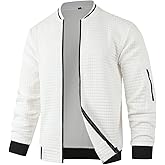 HOOD CREW Men’s Lightweight Casual Jackets Varsity Bomber Jacket Coat with Zipper