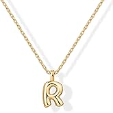 PAVOI 14K Gold Plated Dainty Chunky Bubble Initial Letter Pendant Necklace for Women | Alphabet Letter Necklace