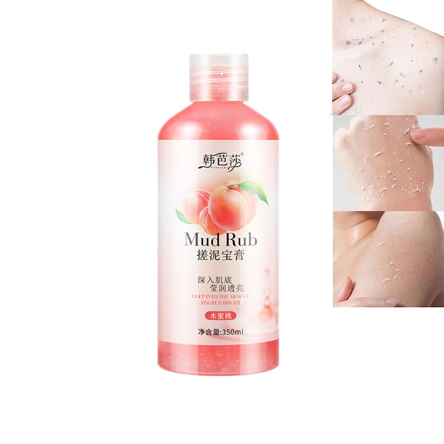 Rubbing Mud, Mud Rub Gel,Mud Scrub Cream, Mud Rubbing Artifact, Rubbing Mud Cream Gel, Skin Cleansing Gel Mud Rub, Mud Scrub Cream Exfoliating, Exfoliator Body Scrub (peach/1PC/350ML)