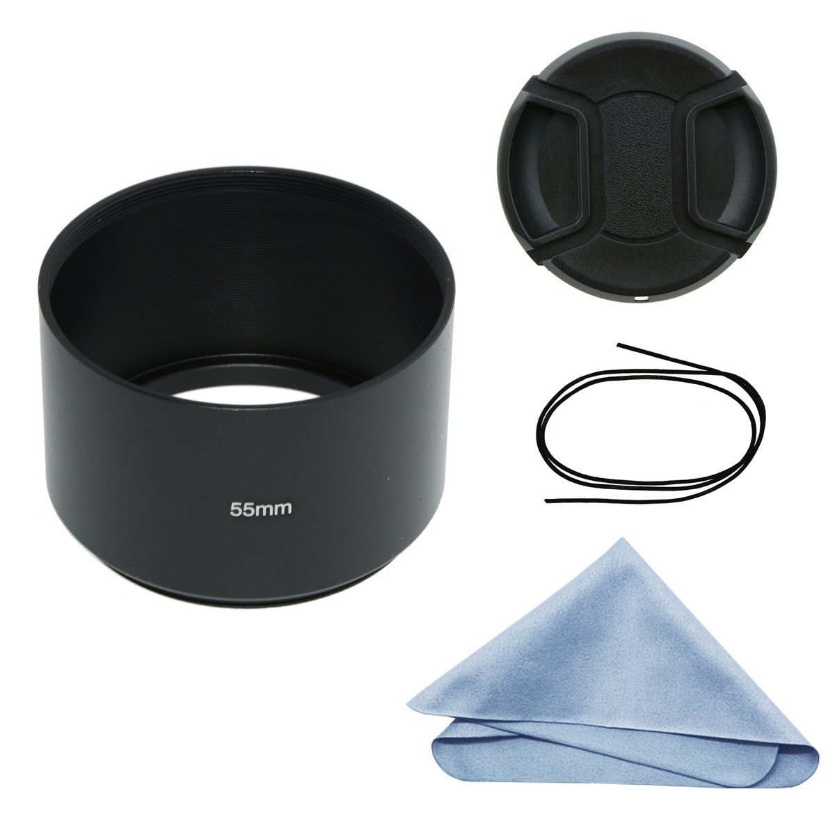 SIOTI Camera Long Focus Metal Lens Hood with Cleaning Cloth and Lens Cap Compatible with Leica/Fuji/Nikon/Canon/Samsung Standard Thread Lens