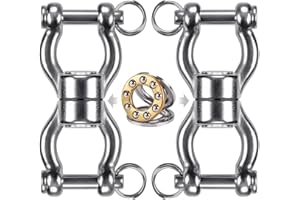 SELEWARE Silent Bearing Swing Swivel, 360° Rotational Device Hanging Accessory with Removeable Buckle for Tree Swing, Hammock Chair, Climbing Rope, Yoga, Kids Swing Swivel 1202LB Capacity