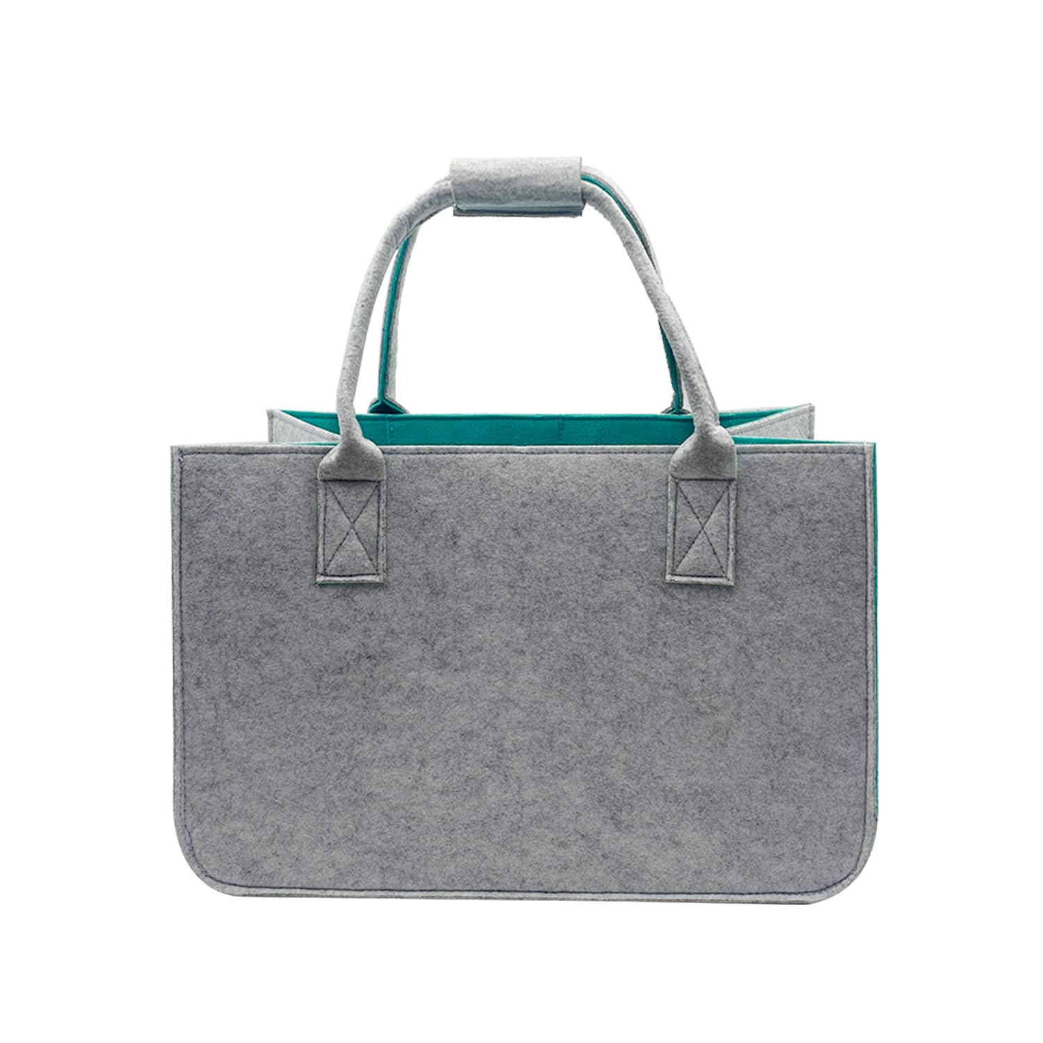 Zzcy Felt Shopping Bags Foldable Storage Bag Shopping Basket Felt Tote Bag Handle with Inner Pocket,Reusable Shopping bag for Toy Storage,40x25x25cm,30L,Grey&Green