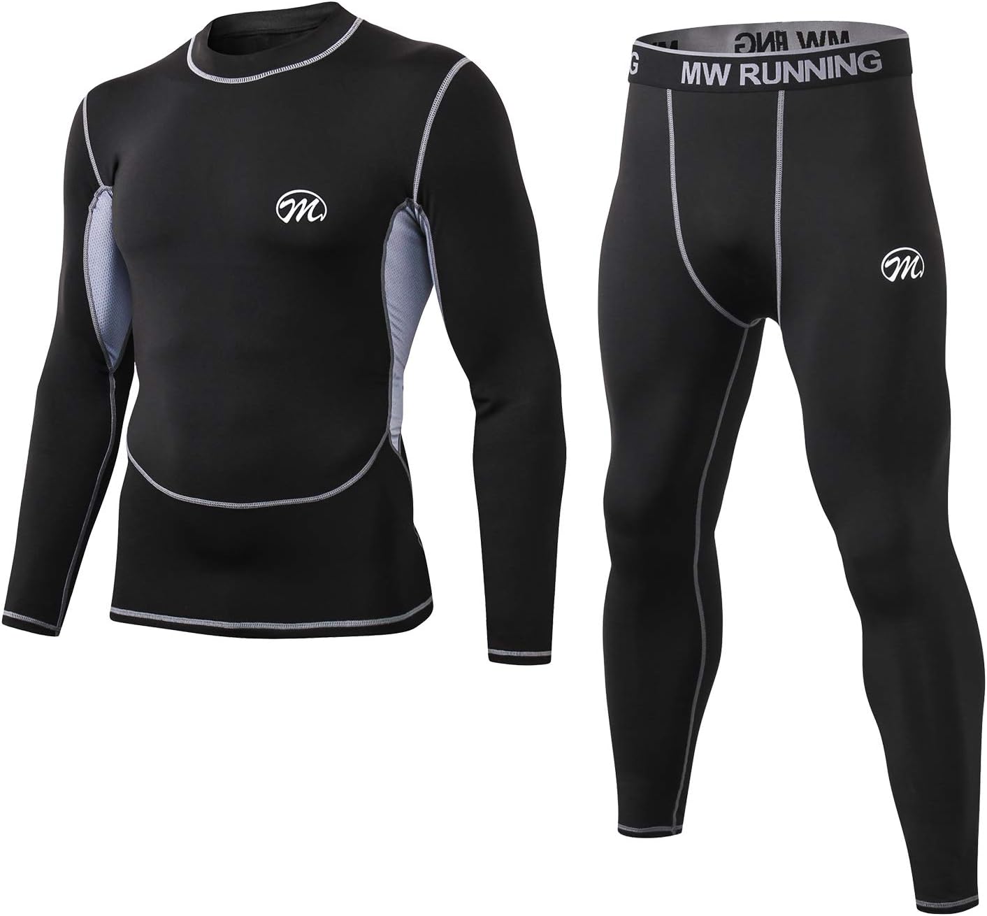 MeetHooMen’s Thermal Underwear Set, Compression Base Layer Sports Long Johns Fleece Lined Winter Gear Running Skiing