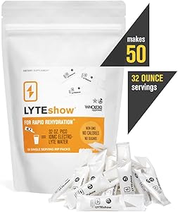 LyteShow Sugar-Free Electrolyte Supplement for Hydration and Immune Support - 50 Single Servings - Keto Friendly - Zinc and Magnesium for Rapid Rehydration, Workout, Muscle Recovery and Energy - Vegan