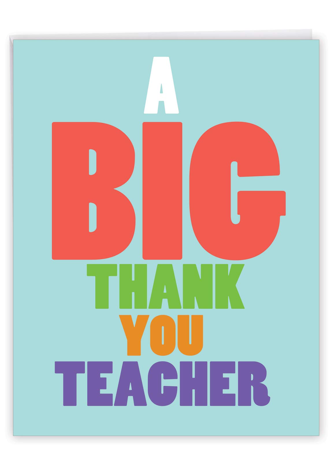 NobleWorks - 1 Jumbo Teachers Thank You Greeting Card with Envelope (8.5 x 11 Inch) - Professor Appreciation Notecard, Student Gratitude for School Coach, Mentor - Big Thank You Teacher J4631TTG