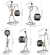Keyohome 2Pcs Candle Holders Table Decor Retro Black Iron Little Girl Shaped view 4
