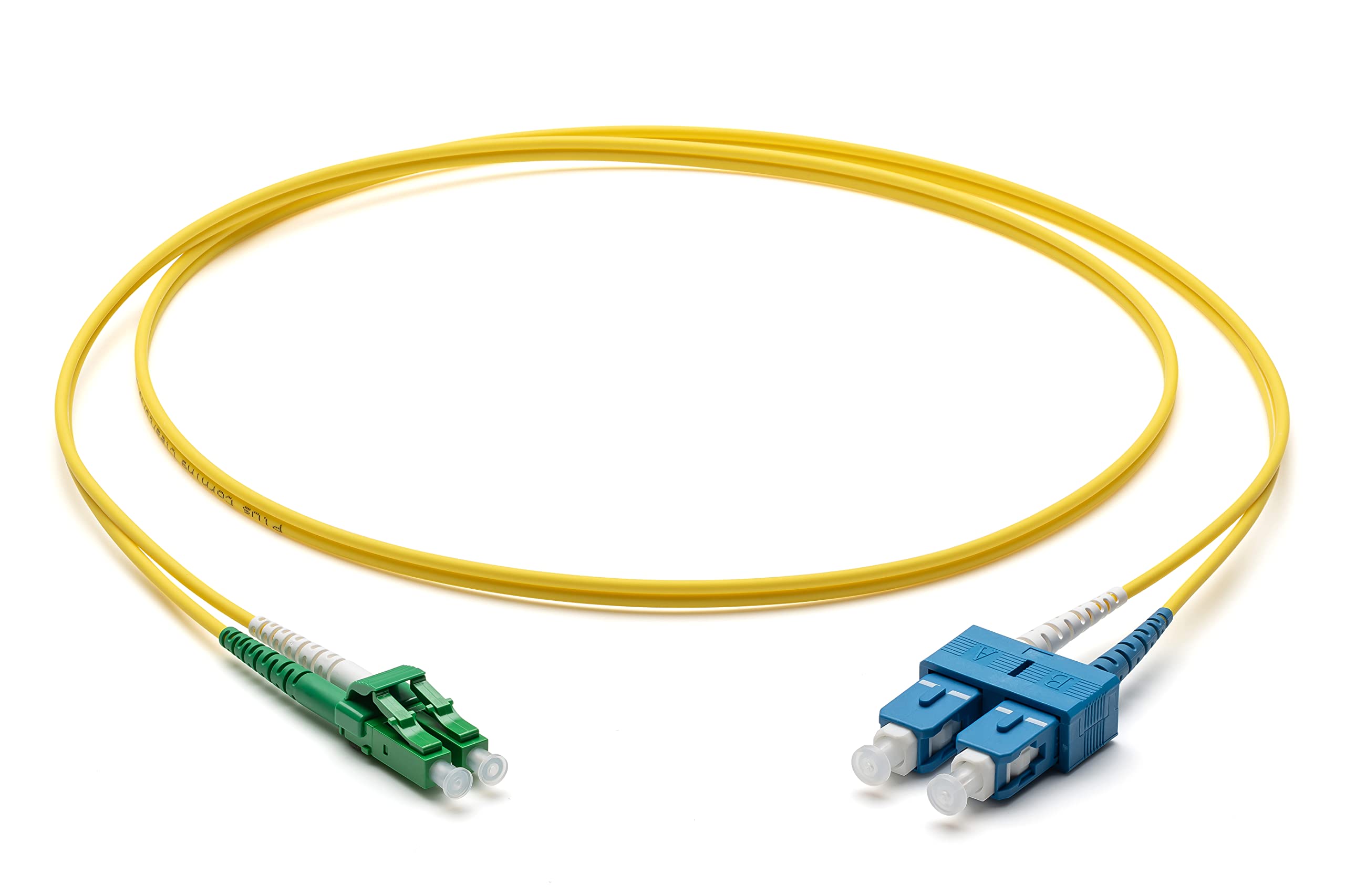 Corning Fibreglass Patch Cable 2 x 2.0 mm - Single Mode Duplex LC APC Duplex to SC UPC Duplex, 1 m (Yellow) - SMF Ultra
