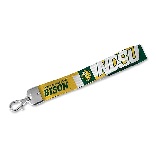 Rico Industries NCAA North Dakota State Bisons Wrist Lanyard Key Chain, Cute Wristlet Strap Keychain Holder for Women Men Car Keys ID Badges Card Wallet Phone Camera