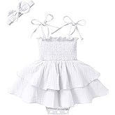 YOUNGER TREE Baby Girl Clothes Infant Summer Romper Dress Sleeveless Bodysuit Jumpsuit with Headband Toddler Outfits