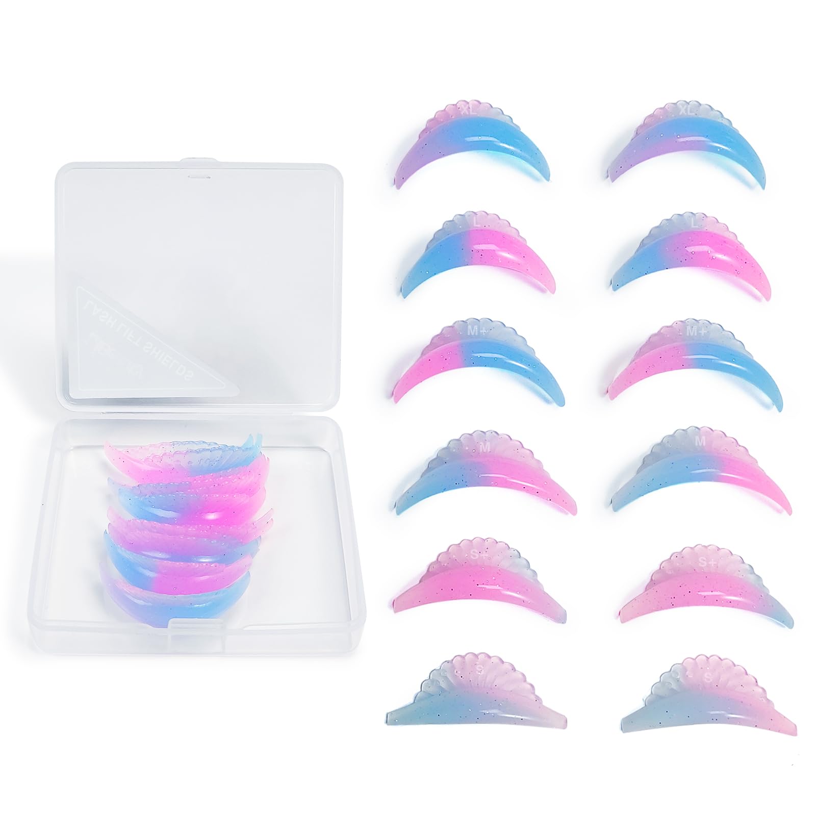 Libeauty Lash Lift Pads, 12 Pcs Lash Lift Shields, Lash Lift Rods, 6 Sizes, Reuse Eyelash Lift Pads for Lash Lift at Home and Salon