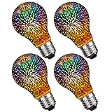 CanYa Colorful 3D Light Bulb Decorative LED Bulb Lamp Filament 4w Edison Bulb Light Colorful Decorative Lamp A60 Filament Fireworks Ball Light Home Bar Cafe Party Wedding Show Ornament Store Decor Col