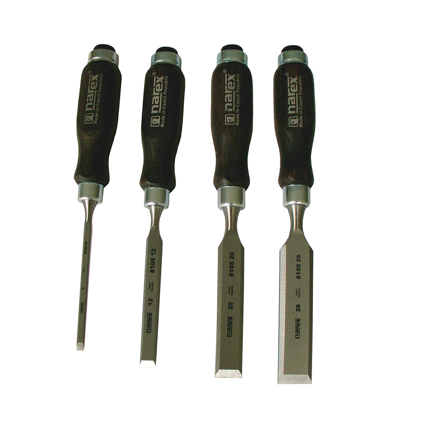 Narex Chisel Set of 4 (6/12/20/26) with Dark Handle
