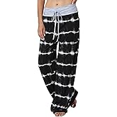 X-Image Women's Comfy Pajamas Drawstring Stretch Floral Print Long Wide Leg Lounge Pants