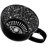 BigNoseDeer 15oz Goth Halloween Mug Large Witch Halloween Coffee Mug Evil Eyes Goth Decor Ceramic Tea Cup Black Coffee Cup for Witchy Gifts Goth Cup Tea Mug Halloween Cauldron Mug Witch Brew Mug