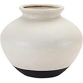 Melrose International Two Tone Ceramic Vase - Elegant Flower Vase for Tabletop Decor White