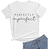 DANVOUY Womens V-Neck Letter Print T-Shirt Funny Graphic T Shirt Short Sleeve Tops