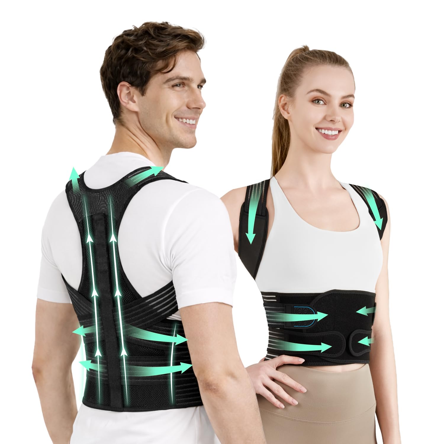 Photo 1 of Back Brace Posture Corrector for Women and Men, 4-Point Back Support System for Upper/Lower Back Pain Relief, Scoliosis & Hunchback Correction, Adjustable & Breathable Shoulder Straightener, Medium