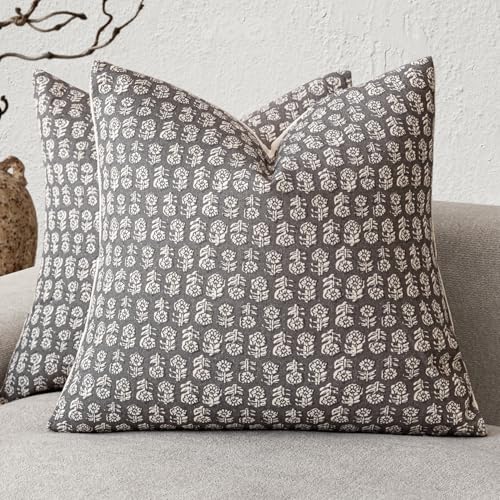 Foindtower Set van 2 decoratieve vintage bloemenprint sierkussenslopen neutraal modern boerderij kussenhoezen boho woondecoratie voor bank bank stoel slaapkamer woonkamer buiten, 45 x 45 cm, rustiek