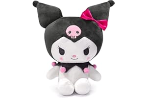 MAIKERRY Kawaii Anime Plush Doll 10", Cartoon Stuffed Animal Figure Pillow Toy,Super Cute Plushies Gift for Girls Teens Fans Birthday Decoration (Black Kuro)
