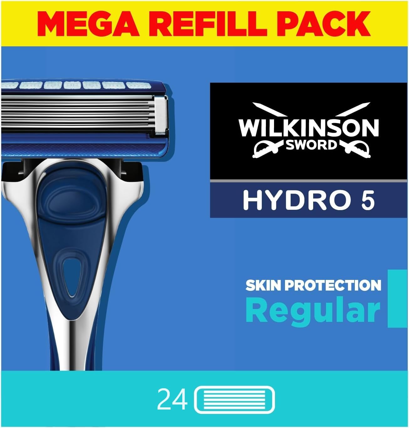 WILKINSON SWORD - Hydro 5 Razor Blades For Men | Pack of 24 Razor Blade Refills | Hydrating Gel & Precision Trimmer