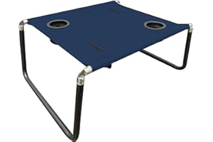 Neso Beach Table - Lightweight, Portable and Foldable Table for Beach, Camping and Outdoor Adventures - Stable Surface - with Cup Holder for Drinks and Phone Pockets - Navy