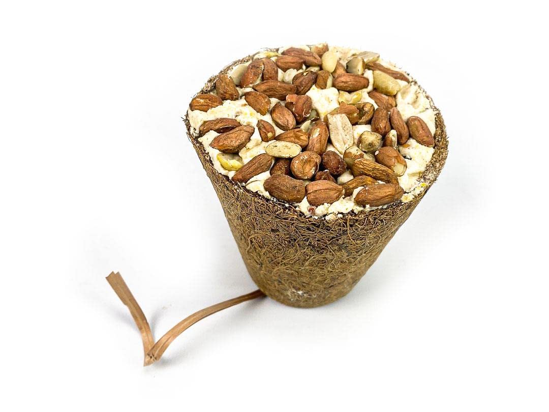 Chubby Suet Filled Coconut Coir Fibre Bell- Topped with Peanut, Wild Bird Coconuts Halves Hanging, Coconut Wild Bird Feeder Halves Hanging (Peanut)