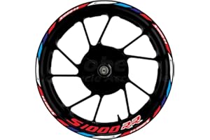 Awonderful 17 inch Wheel Rim Stickers Decals Tape - Compatible with BMW S1000R S1000RR 2009-2024 (Black,red,White and Blue Color Blocking,red,White and Blue are The Main Colors)