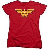 Popfunk Women's Classic Wonder Woman Logo Premium Cotton Short Sleeve Graphic T-Shirt