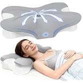 BNXIANG Cervical Neck Pillow for Neck Pain Relief &amp; Sleeping, Ergonomic Contour Neck Support Pillow, Memory Foam Orthopedic Pillow for Side, Back, Stomach Sleepers