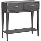 Leick Home 24032 Beckett One Drawer Hall Stand with Shelf for Living Room, Hallway, Entryway, Anthracite/Pewter