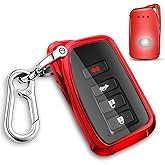 QBUC for Lexus Key fob Cover, TPU Car Key Case Protector with Keychain Compatible with Lexus 2014-Up RX is ES GS LS NX RS GX LX RC LC(Red)