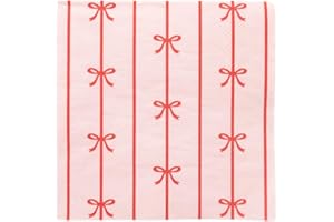 BONJOUR FETE Bonjour Fête Red and Pink Bow Small Party Napkins | 3-Ply Fancy Napkins for Holiday & Birthday Decorations | Premium Cocktail Napkins | Pack of 20, 5" Folded | Festive Party Table Decor