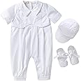 Booulfi Baptism Christening Outfits for Boys Easter White Romper Baby Romper Church Newborn Clothes