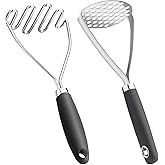Potato Masher Set of 2 Pieces, 10.25-Inch Stainless Steel Wire Mashed Potato Masher, Kitchen Gourmet Making Tools Professiona