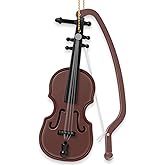 Poen 1 Pc Christmas Mini Violin Ornaments Small Violin Christmas Hanging Ornament Tiny Musical Instrument Decorations Music Lovers Gifts for Holiday Teacher Coworkers Party Xmas Tree Home Decor