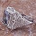 Psiroy 925 Sterling Silver Plated Simulated Rainbow Topaz Filigree Art Deco Statement Ring Size 6