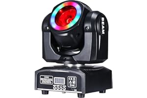 DJXFLI Moving Head Lights 60W LED Stage Lights RGBW Beam Halo Cycle Strip DJ Lighting, DMX 512 Sound Activation for Event Parties Wedding Church Live Band Show