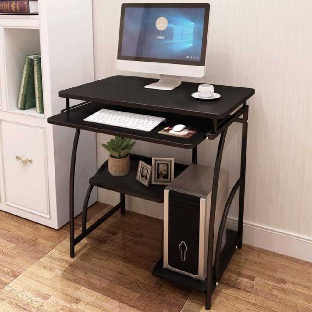 Desktop Computer Desk Laptop Study Table Office Desk with Pullout Keyboard Tray Home Desktop Computer Desk Simple Student Desk Office Bedroom Study Desk, Black US Warehouse Sending