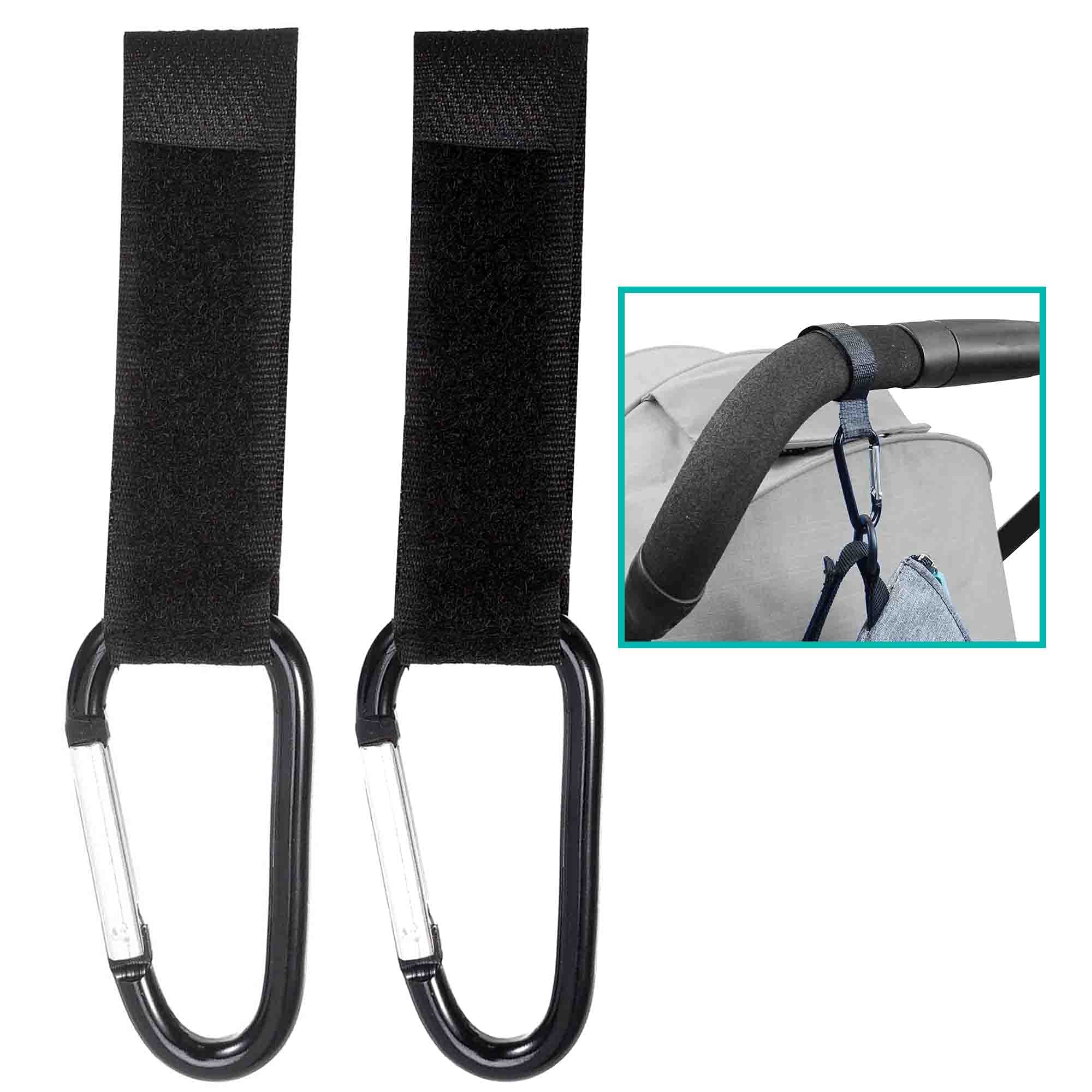 Bebe Style 2-Pack Buggy Clips, Velcro Strap Baby Pushchair Hooks, Adjustable Hook & Loop Fasteners, Easy Hang Straps, Shopping Bag or Changing Bag Holder for Baby Pram