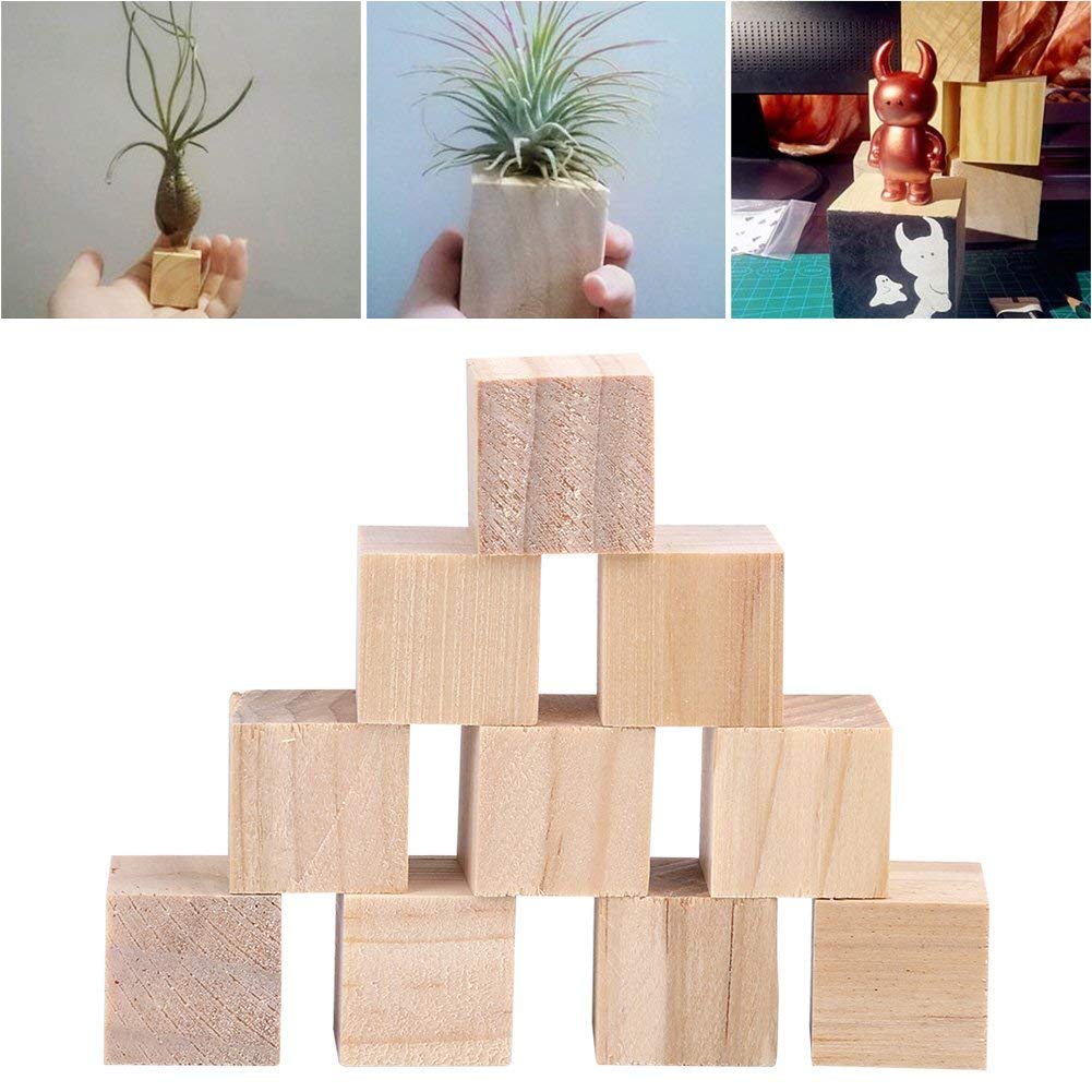 Wood Cubes Craft, Natural Square Handmade Woodcrafts Wooden Blocks Cubes for DIY Crafts Kids Toy Home Decoration(20mm)