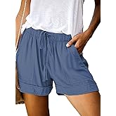 Wielsscca Womens Drawstring Shorts Summer Elastic Waist Casual Lightweight with Pockets