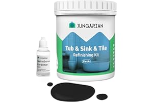 Jungarian Tub and Tile Refinishing Kit 35oz, Low Odor Countertop Paint, Shower Sink Paint for Bathroom Kitchen, 50-55sq.ft Semi-Gloss Black