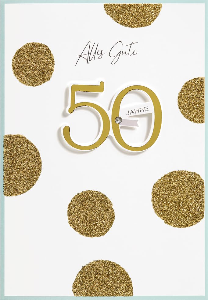 Perleberg High-Quality Birthday Card for The 50th Birthday – Elegant Birthday Card with Envelope – Beautiful Birthday Cards 11.6 x 16.6 cm – Birthday Card for a Successful Surprise