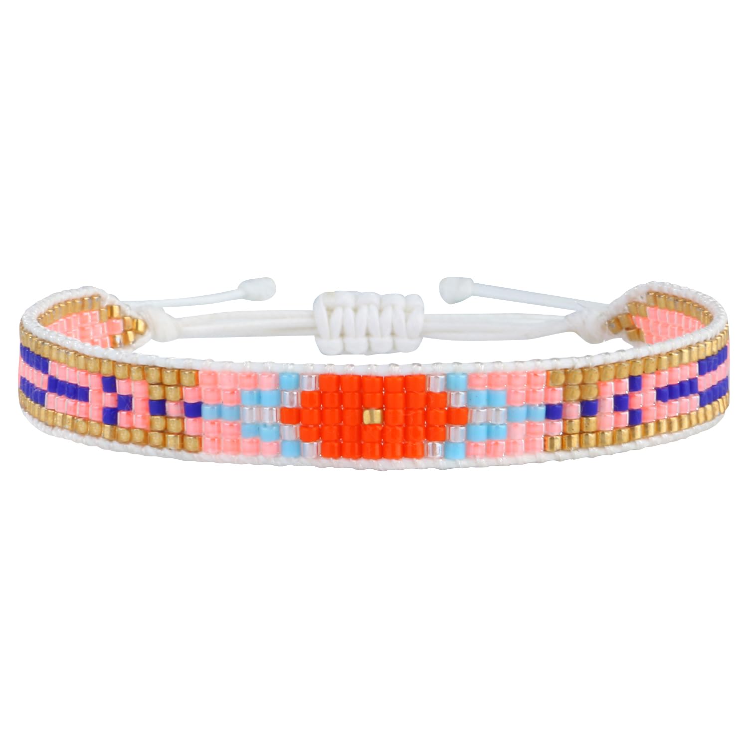 KELITCH Wax Rope Wrap Bracelets DIY Handmade Multi-Pattern Pearl Beaded New Friendship Bracelets Women/Girls Gift (Orange 3L)